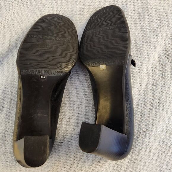 Franco Sarto Brown Brazil Distressed Mottled Leather Heels 8 M Buckle Academia - Picture 5 of 5